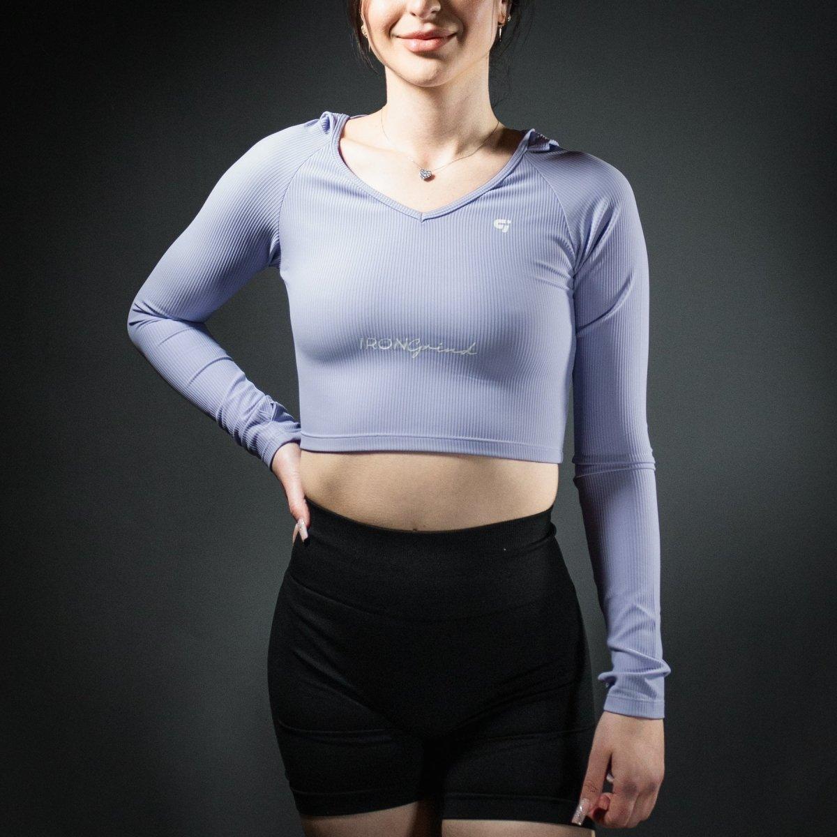 Genesis Ribbed Cropped Hoodie Lavender - IronGrind Athletics - activewear - gymshark - alphalete