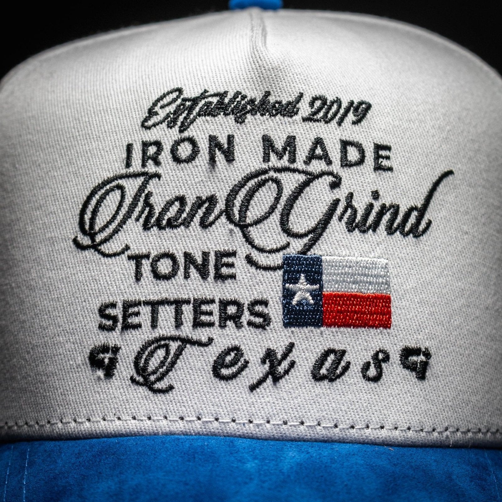 Triumph 'Texas' Trucker Hat | White & Royal Blue - IronGrind Athletics - activewear - gymshark - alphalete