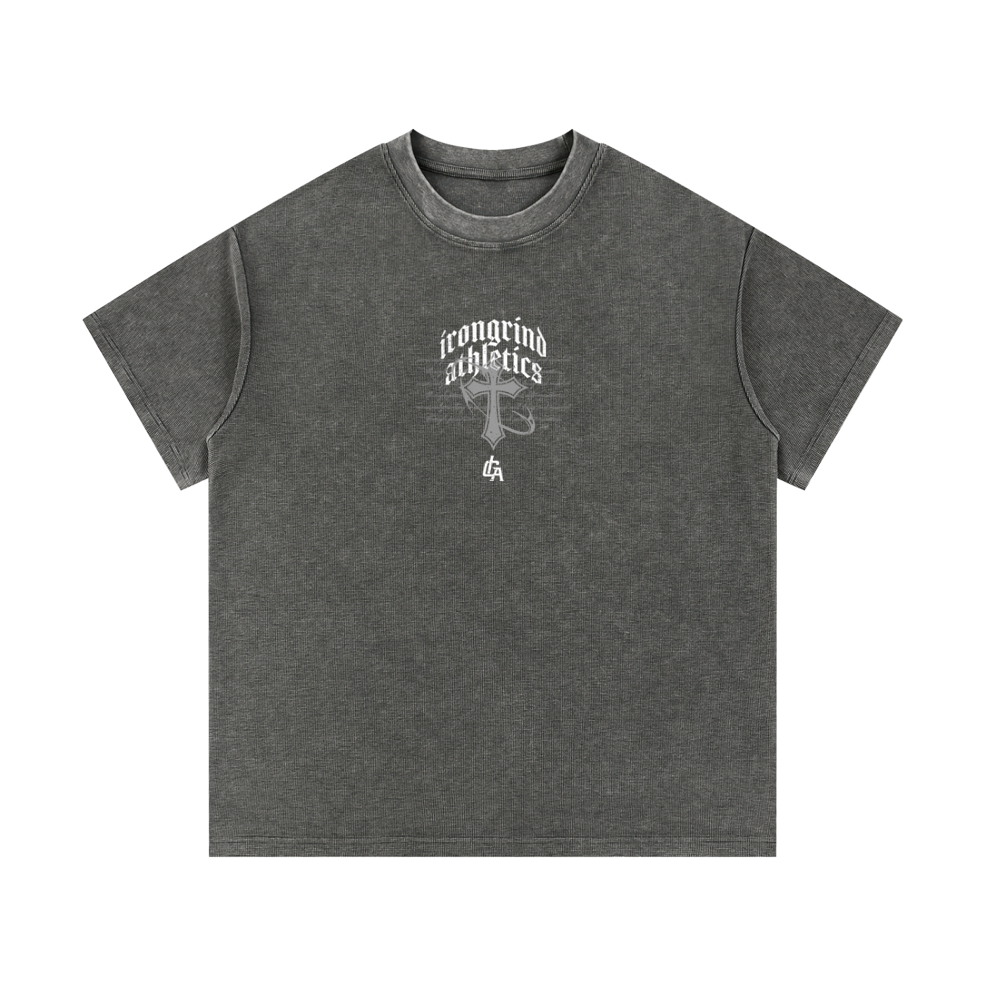 'Cross' Mineral Wash Waffle Knit T-Shirt