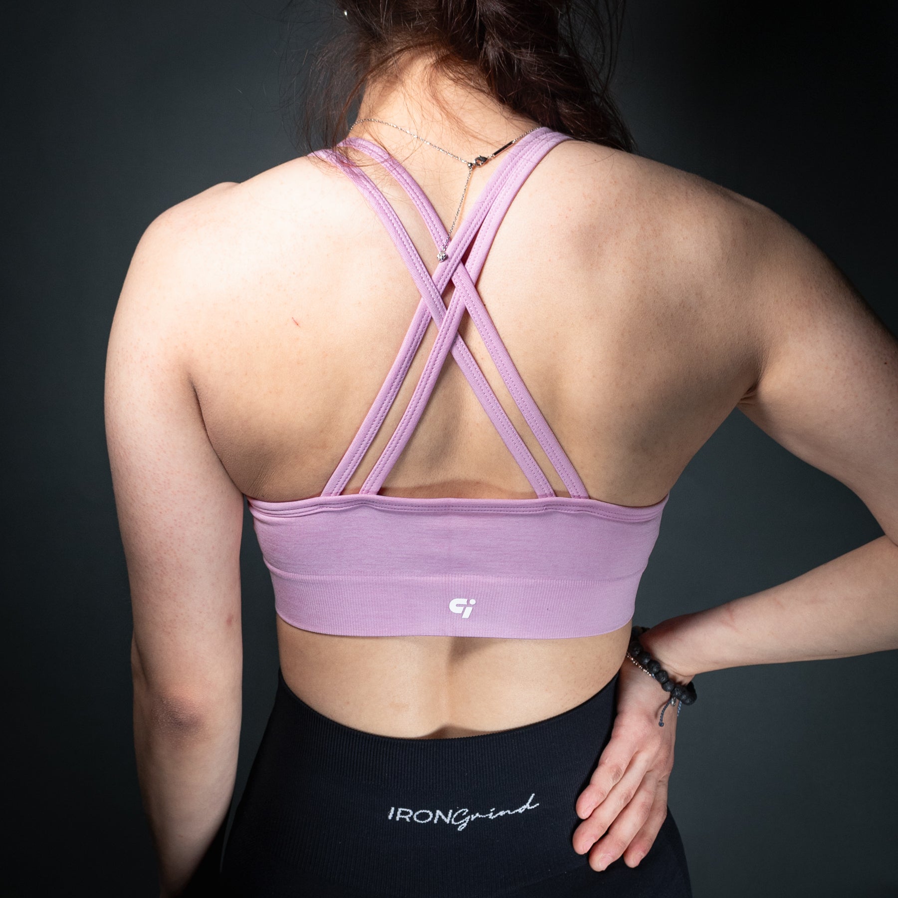 Reborn Double Cross Over Sport Bra | Baby Pink