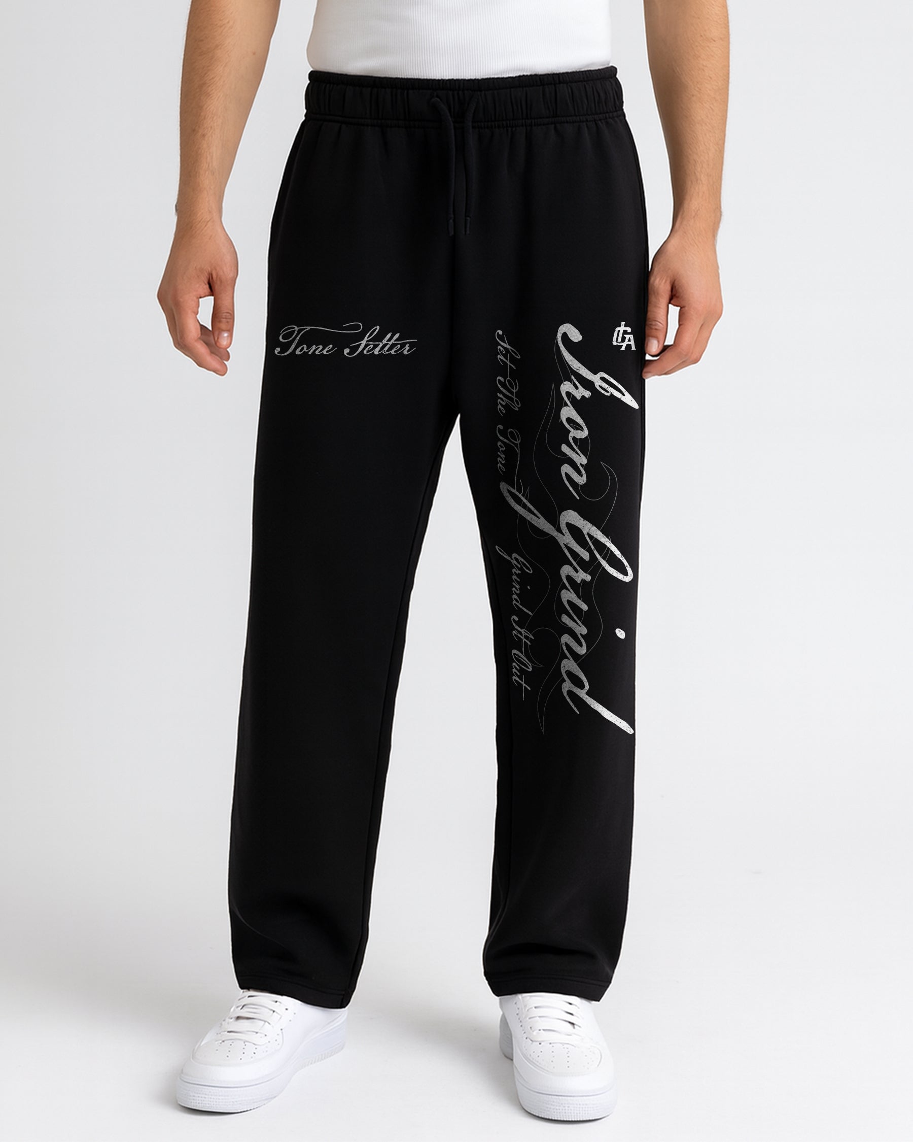 Tone Script Relax Cuffless Track Pants