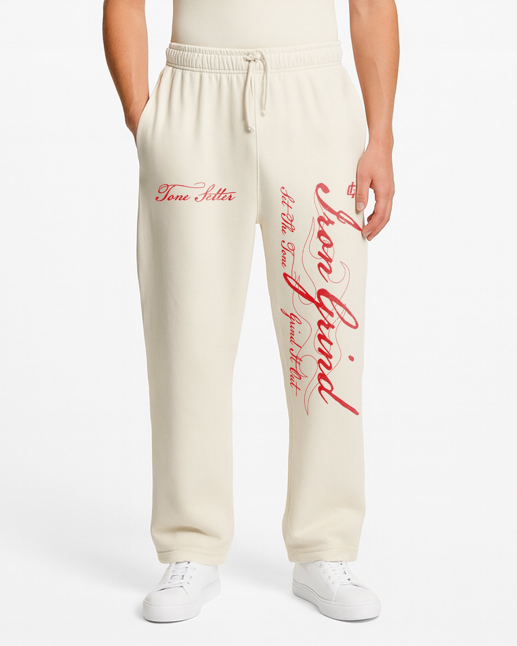 Tone Script Relax Cuffless Track Pants