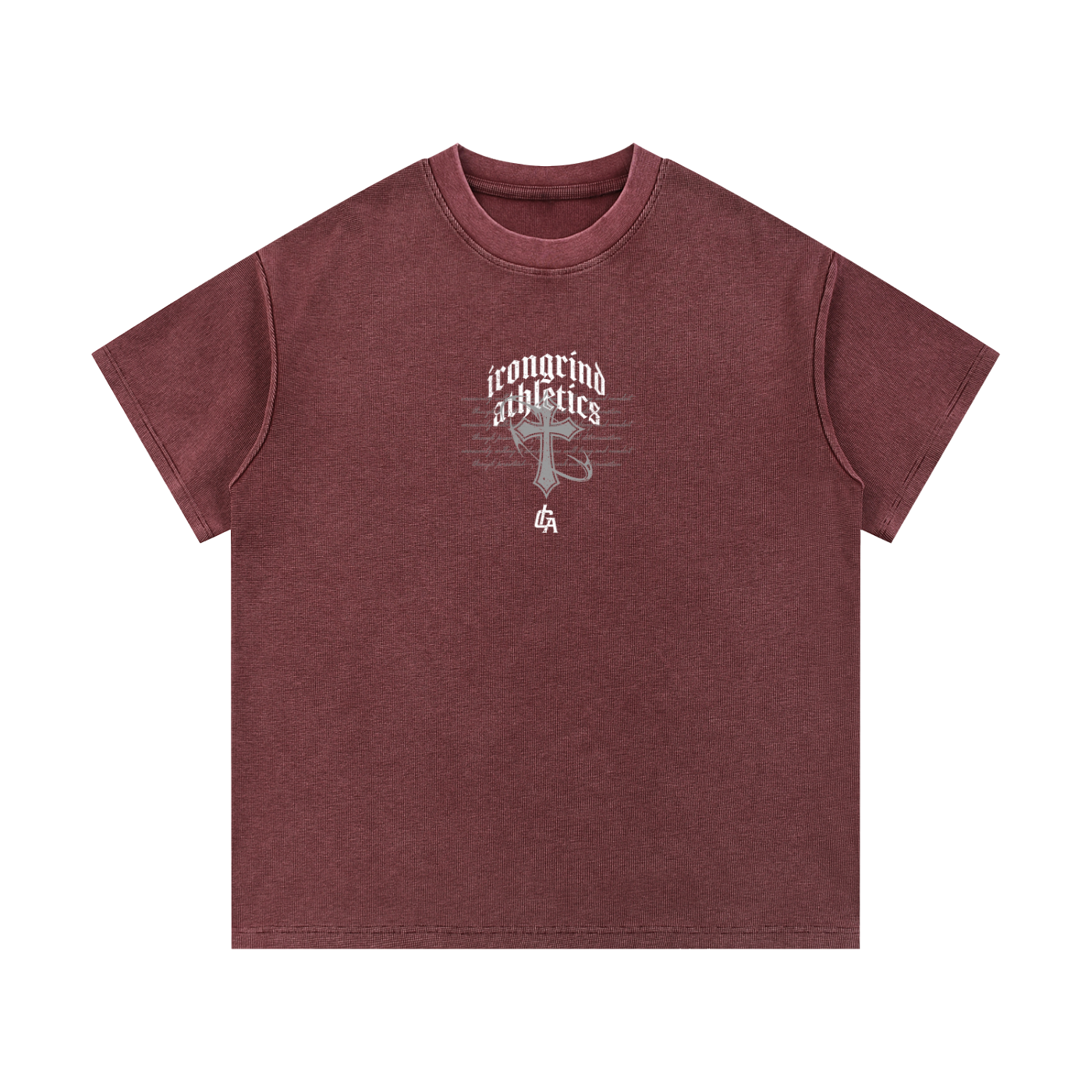 'Cross' Mineral Wash Waffle Knit T-Shirt