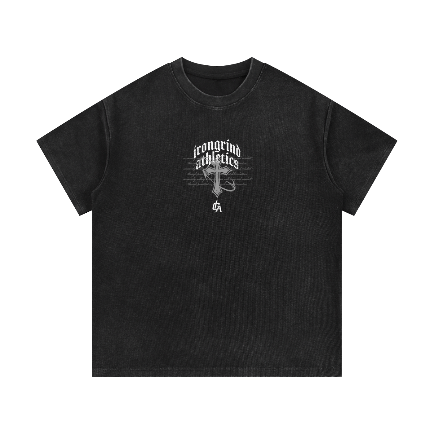 'Cross' Mineral Wash Waffle Knit T-Shirt