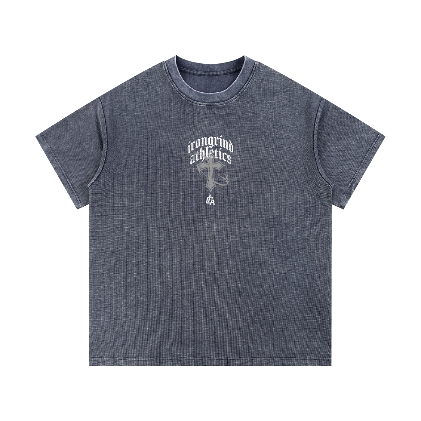 'Cross' Mineral Wash Waffle Knit T-Shirt