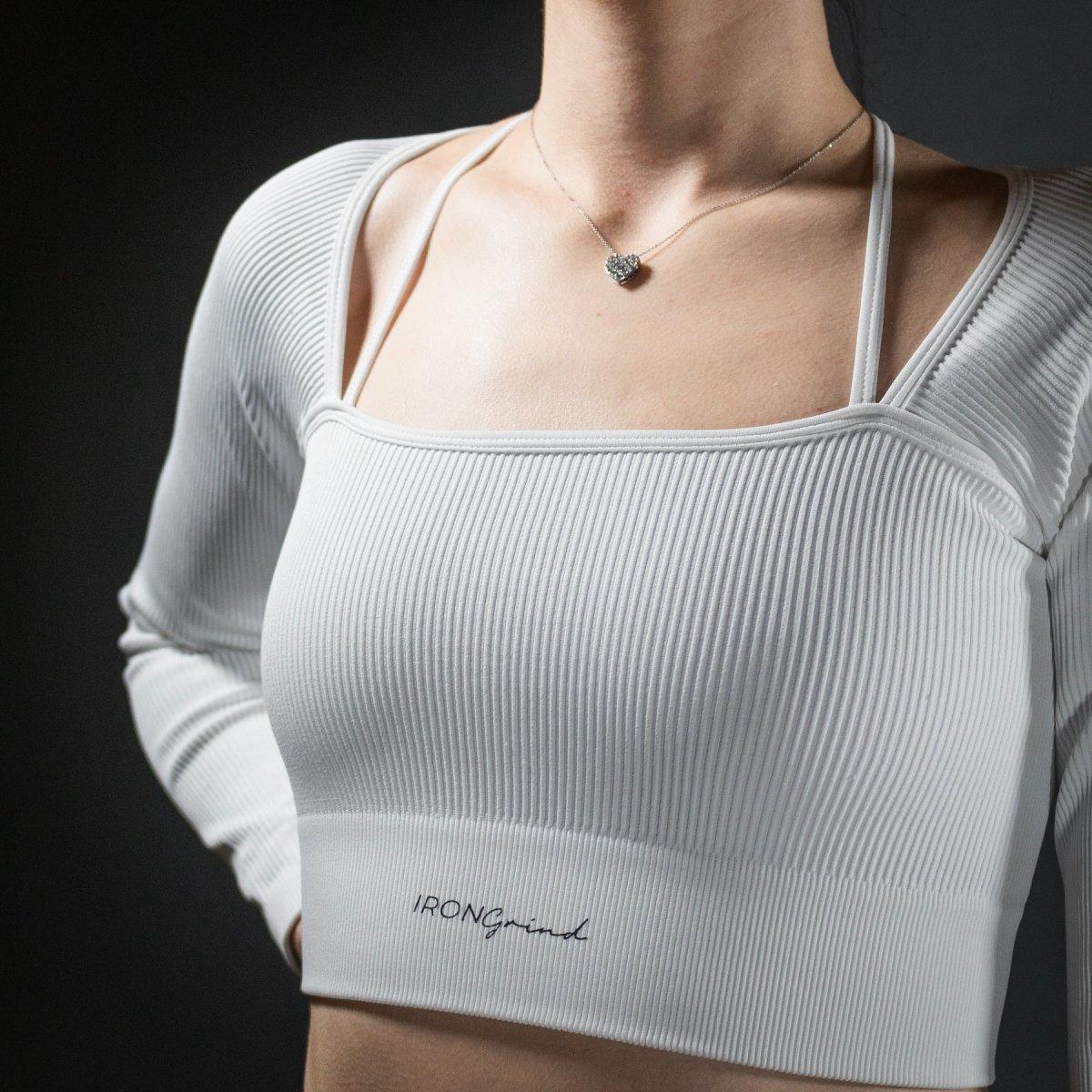 Genesis Ribbed Crop Top White - IronGrind Athletics - activewear - gymshark - alphalete