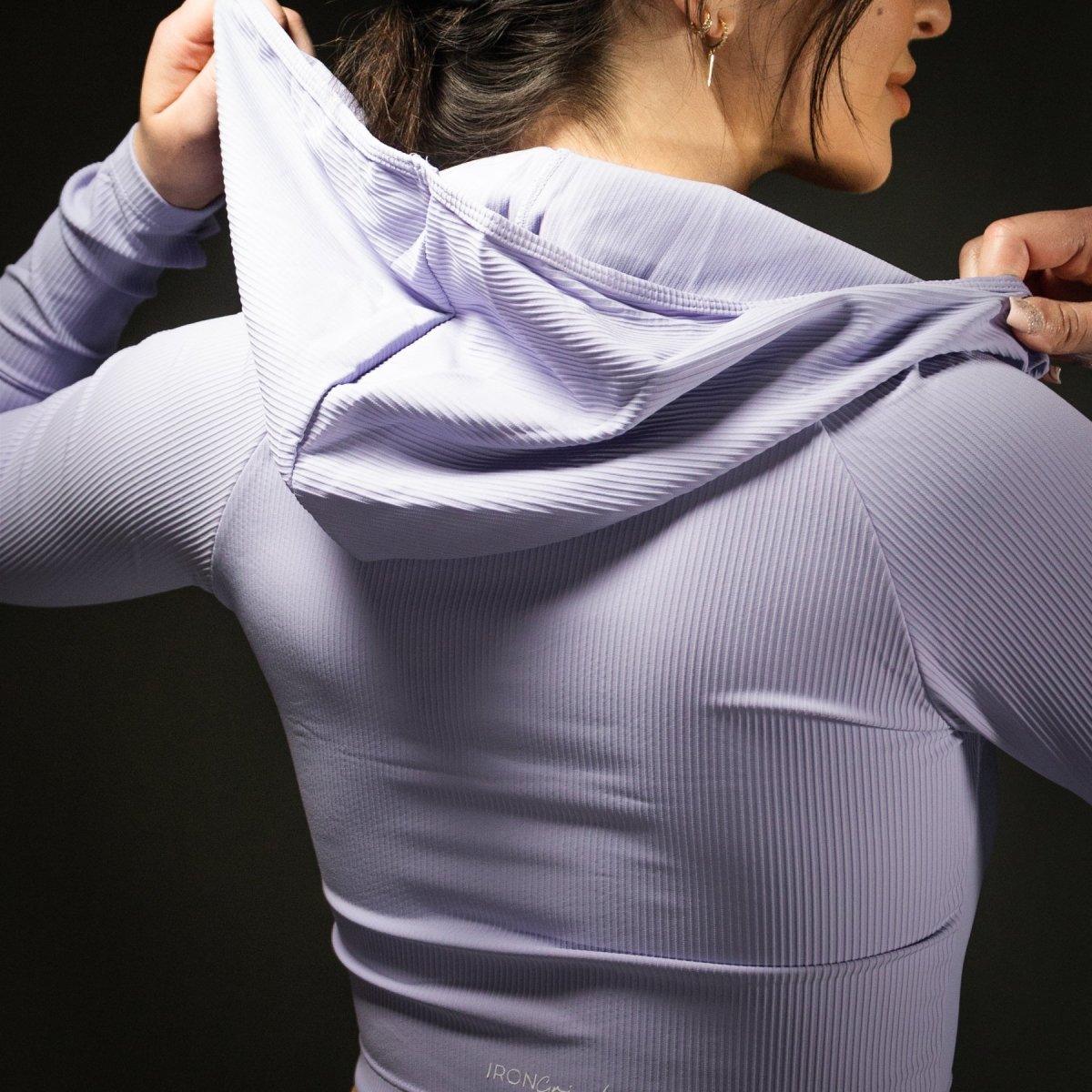 Genesis Ribbed Cropped Hoodie Lavender - IronGrind Athletics - activewear - gymshark - alphalete