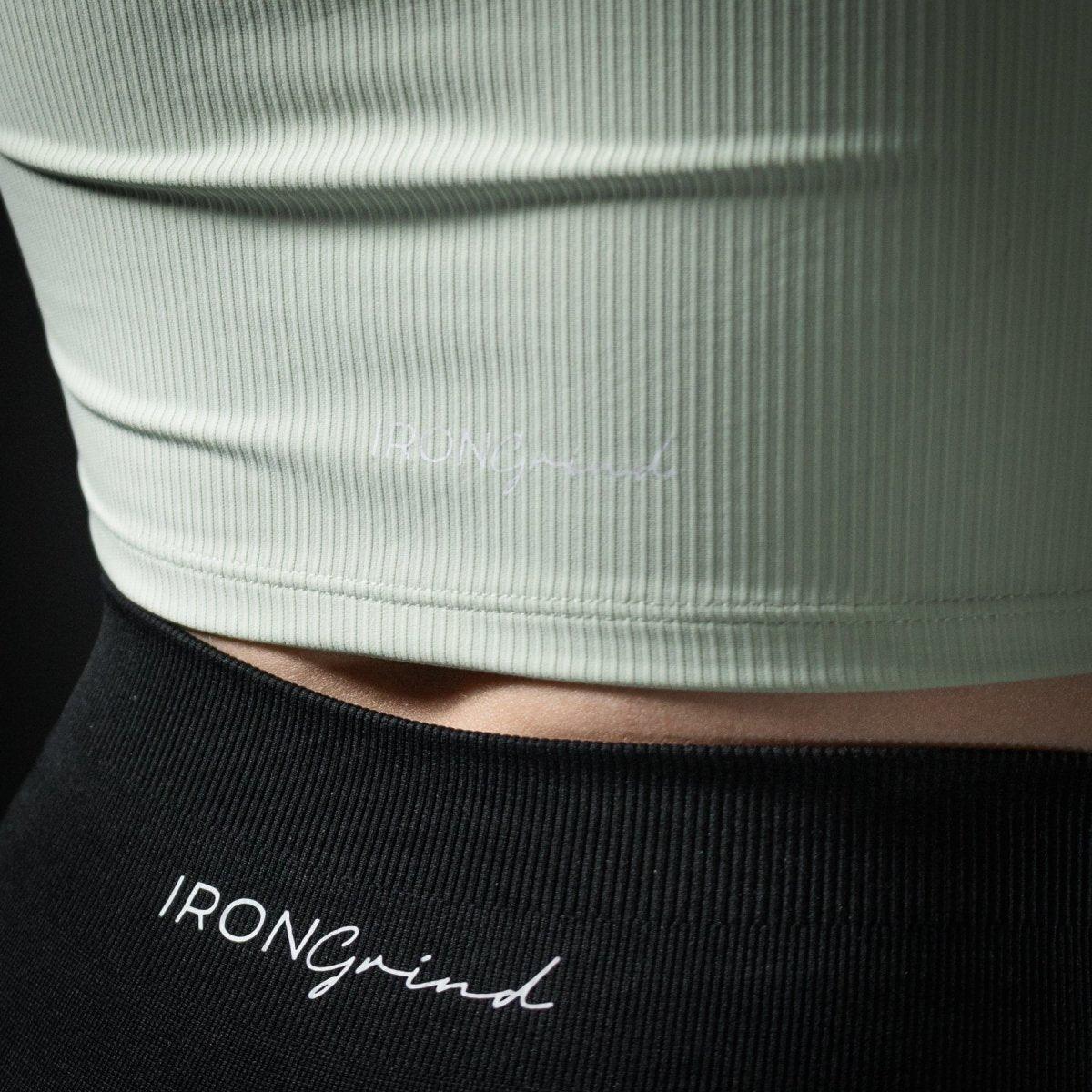 Genesis Ribbed Cropped Hoodie Lime Cream - IronGrind Athletics - activewear - gymshark - alphalete